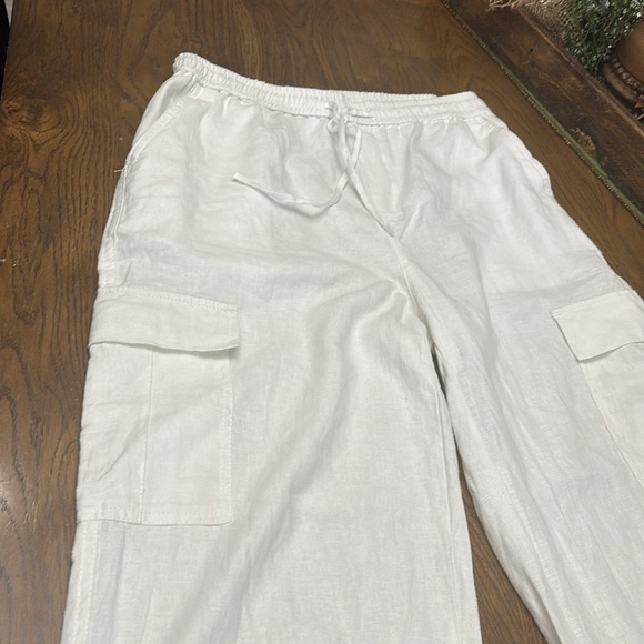 LOVE TREE White Linen Parachute/ Cargo Pants - Picture 11 of 11